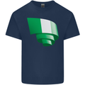 Curled Nigeria Flag Nigerian Day Football Mens Cotton T-Shirt Tee Top Navy Blue