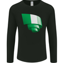 Curled Nigeria Flag Nigerian Day Football Mens Long Sleeve T-Shirt Black