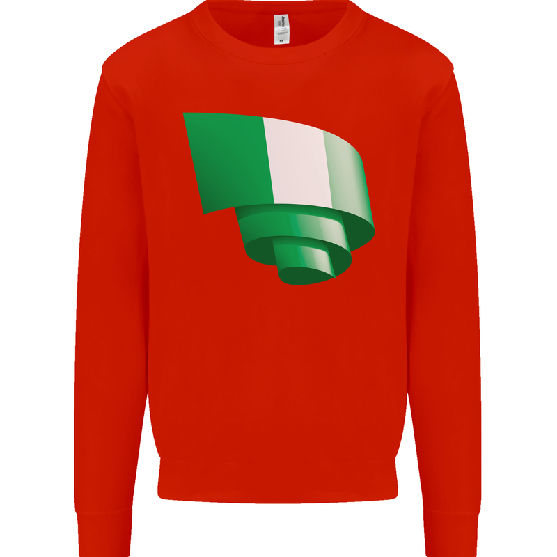 Curled Nigeria Flag Nigerian Day Football Mens Sweatshirt Jumper Bright Red
