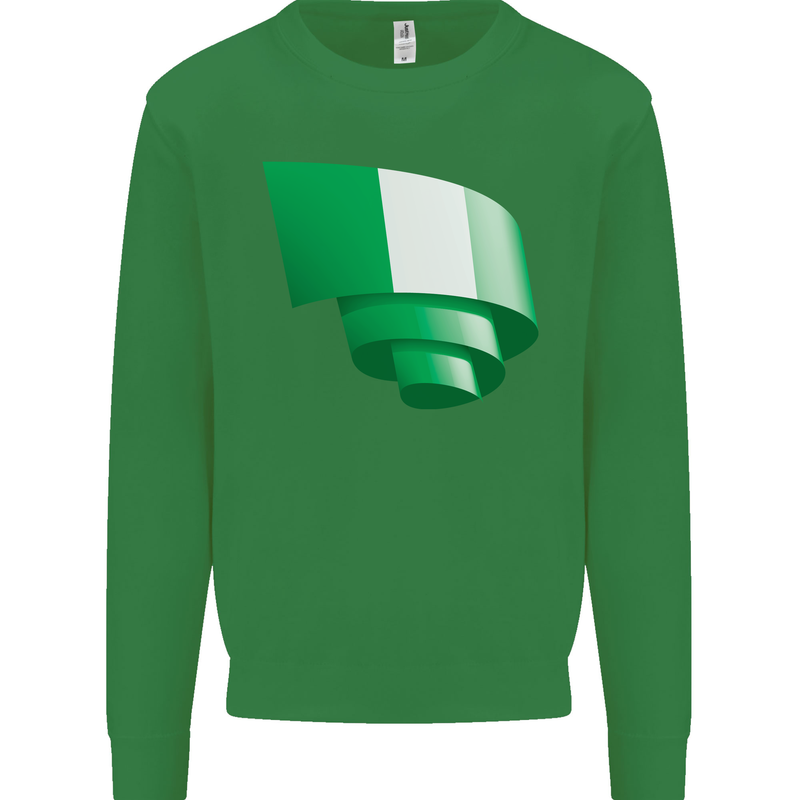 Curled Nigeria Flag Nigerian Day Football Mens Sweatshirt Jumper Irish Green
