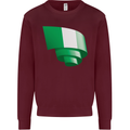 Curled Nigeria Flag Nigerian Day Football Mens Sweatshirt Jumper Maroon