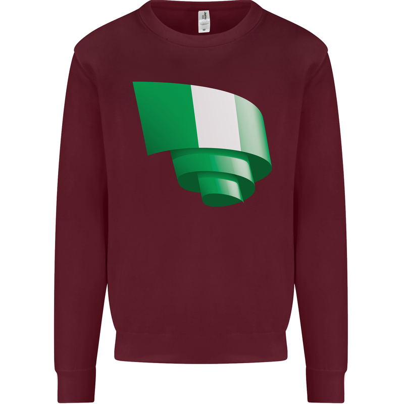 Curled Nigeria Flag Nigerian Day Football Mens Sweatshirt Jumper Maroon