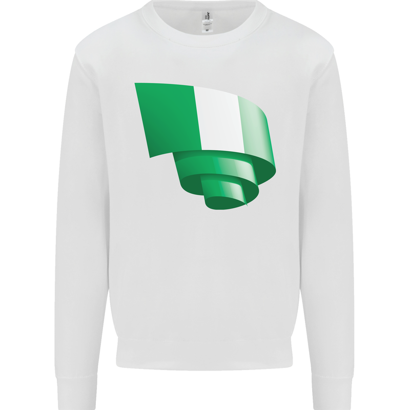 Curled Nigeria Flag Nigerian Day Football Mens Sweatshirt Jumper White