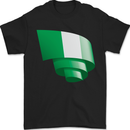 Curled Nigeria Flag Nigerian Day Football Mens T-Shirt 100% Cotton Black
