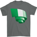 Curled Nigeria Flag Nigerian Day Football Mens T-Shirt 100% Cotton Charcoal