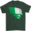 Curled Nigeria Flag Nigerian Day Football Mens T-Shirt 100% Cotton Forest Green