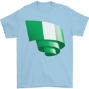 Curled Nigeria Flag Nigerian Day Football Mens T-Shirt 100% Cotton Light Blue