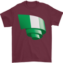 Curled Nigeria Flag Nigerian Day Football Mens T-Shirt 100% Cotton Maroon