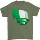 Curled Nigeria Flag Nigerian Day Football Mens T-Shirt 100% Cotton Military Green