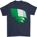 Curled Nigeria Flag Nigerian Day Football Mens T-Shirt 100% Cotton Navy Blue