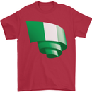Curled Nigeria Flag Nigerian Day Football Mens T-Shirt 100% Cotton Red