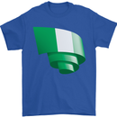 Curled Nigeria Flag Nigerian Day Football Mens T-Shirt 100% Cotton Royal Blue