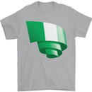 Curled Nigeria Flag Nigerian Day Football Mens T-Shirt 100% Cotton Sports Grey