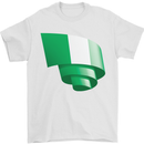 Curled Nigeria Flag Nigerian Day Football Mens T-Shirt 100% Cotton White