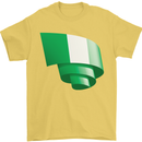 Curled Nigeria Flag Nigerian Day Football Mens T-Shirt 100% Cotton Yellow