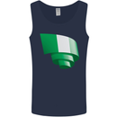 Curled Nigeria Flag Nigerian Day Football Mens Vest Tank Top Navy Blue