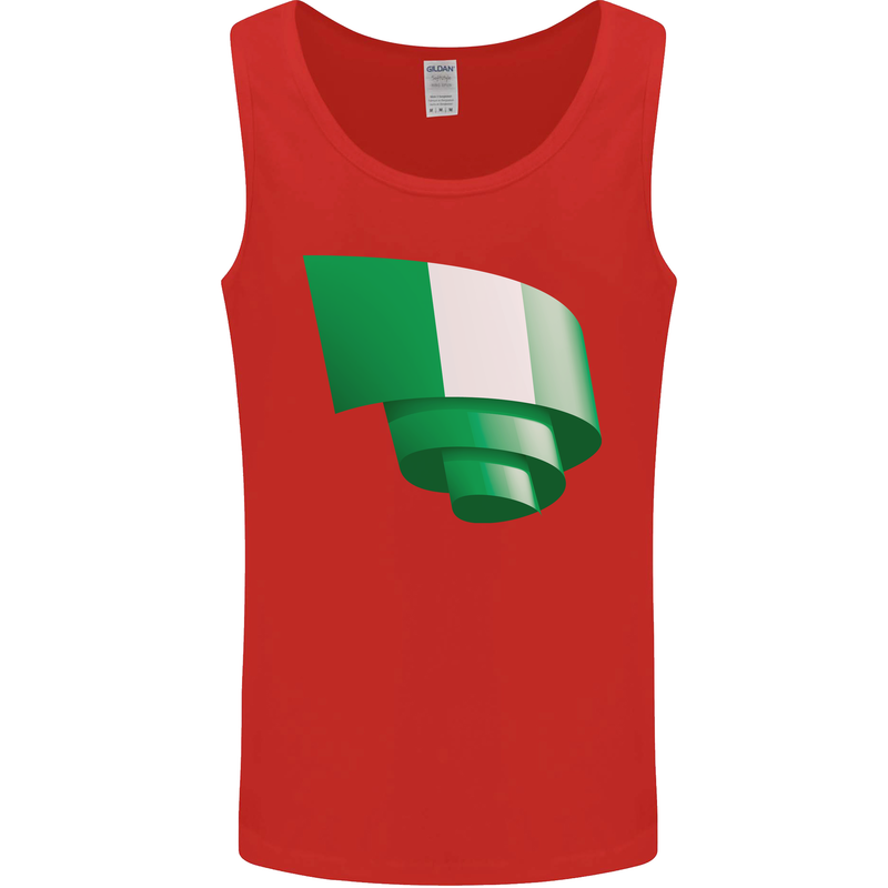 Curled Nigeria Flag Nigerian Day Football Mens Vest Tank Top Red