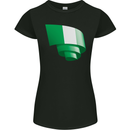 Curled Nigeria Flag Nigerian Day Football Womens Petite Cut T-Shirt Black