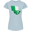 Curled Nigeria Flag Nigerian Day Football Womens Petite Cut T-Shirt Light Blue