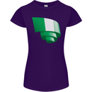 Curled Nigeria Flag Nigerian Day Football Womens Petite Cut T-Shirt Purple