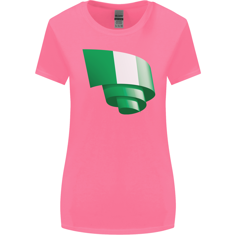 Curled Nigeria Flag Nigerian Day Football Womens Wider Cut T-Shirt Azalea