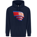 Curled North Korea Flag Korean Day Football Childrens Kids Hoodie Navy Blue
