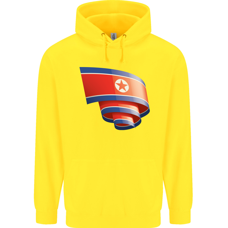 Curled North Korea Flag Korean Day Football Childrens Kids Hoodie Yellow