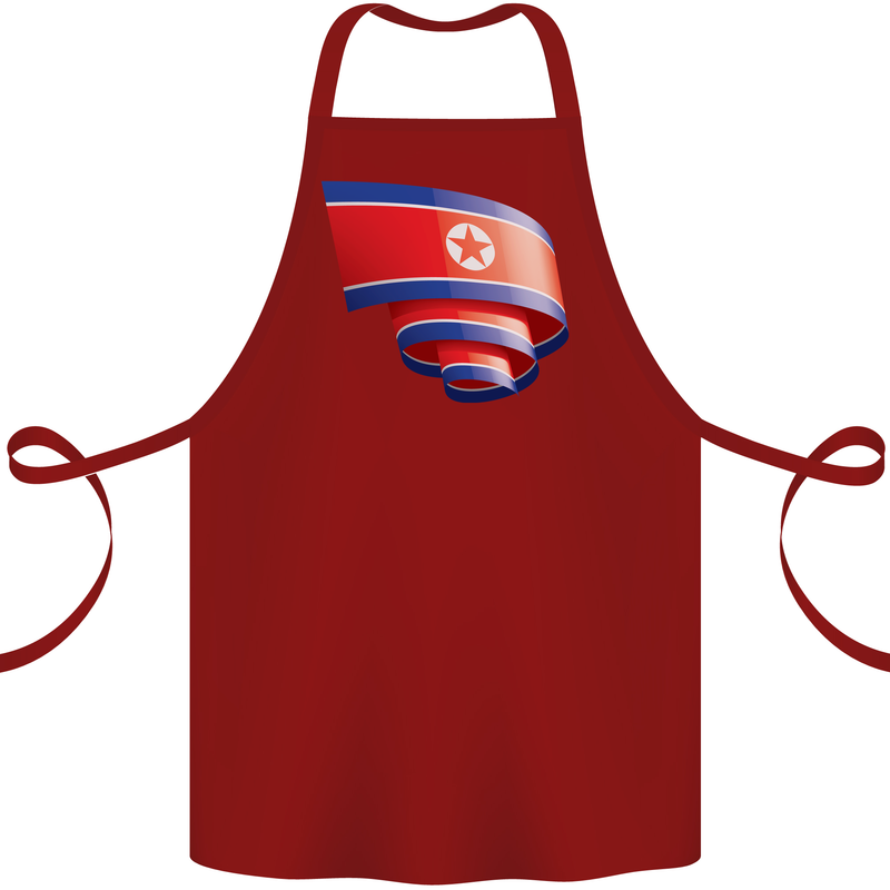 Curled North Korea Flag Korean Day Football Cotton Apron 100% Organic Maroon