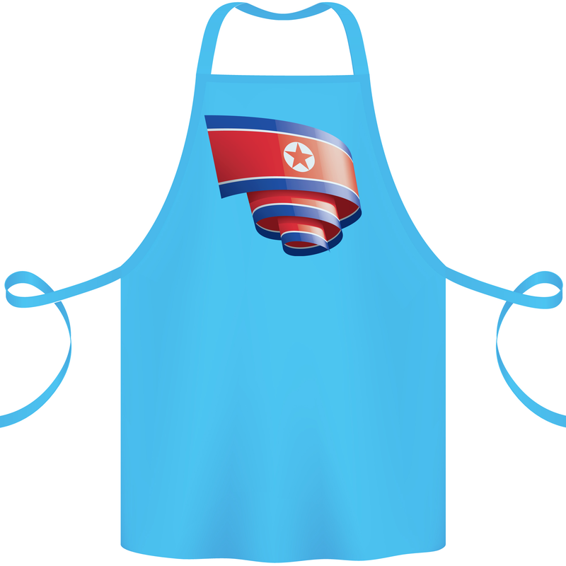 Curled North Korea Flag Korean Day Football Cotton Apron 100% Organic Turquoise