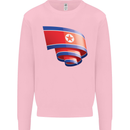 Curled North Korea Flag Korean Day Football Kids Sweatshirt Jumper Light Pink
