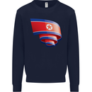 Curled North Korea Flag Korean Day Football Kids Sweatshirt Jumper Navy Blue