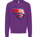 Curled North Korea Flag Korean Day Football Kids Sweatshirt Jumper Purple