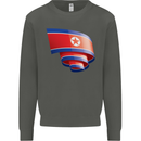Curled North Korea Flag Korean Day Football Kids Sweatshirt Jumper Storm Grey