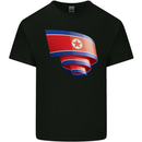 Curled North Korea Flag Korean Day Football Kids T-Shirt Childrens Black