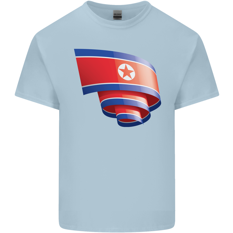 Curled North Korea Flag Korean Day Football Kids T-Shirt Childrens Light Blue