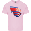 Curled North Korea Flag Korean Day Football Kids T-Shirt Childrens Light Pink