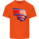 Curled North Korea Flag Korean Day Football Kids T-Shirt Childrens Orange