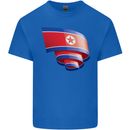 Curled North Korea Flag Korean Day Football Kids T-Shirt Childrens Royal Blue