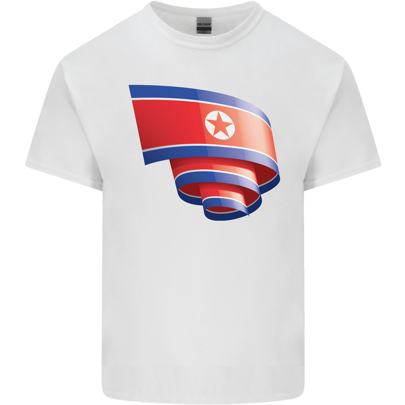 Curled North Korea Flag Korean Day Football Kids T-Shirt Childrens White