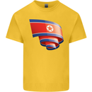 Curled North Korea Flag Korean Day Football Kids T-Shirt Childrens Yellow