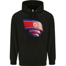 Curled North Korea Flag Korean Day Football Mens 80% Cotton Hoodie Black