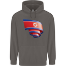 Curled North Korea Flag Korean Day Football Mens 80% Cotton Hoodie Charcoal