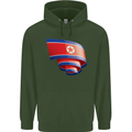 Curled North Korea Flag Korean Day Football Mens 80% Cotton Hoodie Forest Green