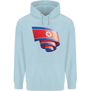 Curled North Korea Flag Korean Day Football Mens 80% Cotton Hoodie Light Blue