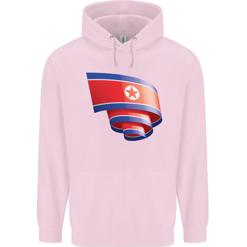 Curled North Korea Flag Korean Day Football Mens 80% Cotton Hoodie Light Pink