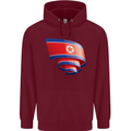 Curled North Korea Flag Korean Day Football Mens 80% Cotton Hoodie Maroon