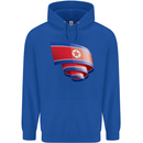 Curled North Korea Flag Korean Day Football Mens 80% Cotton Hoodie Royal Blue