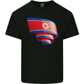 Curled North Korea Flag Korean Day Football Mens Cotton T-Shirt Tee Top Black