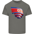 Curled North Korea Flag Korean Day Football Mens Cotton T-Shirt Tee Top Charcoal