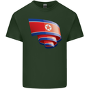 Curled North Korea Flag Korean Day Football Mens Cotton T-Shirt Tee Top Forest Green